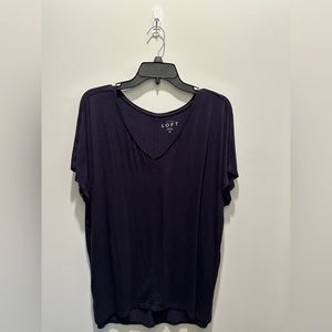 Ann Taylor LOFT soft dark blue v-neck shirt